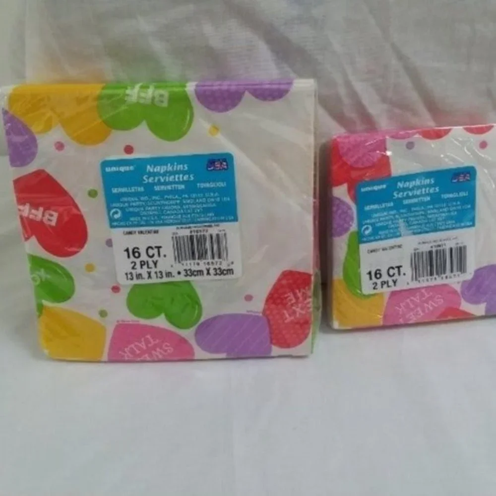 Valentine Window CLINGS & Napkins Beverage Wedding Party New 3 Piece Set